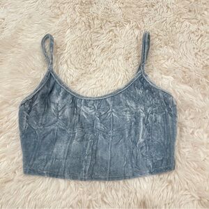velvet baby blue cropped tank